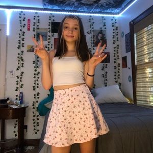 Light pink floral mini skirt